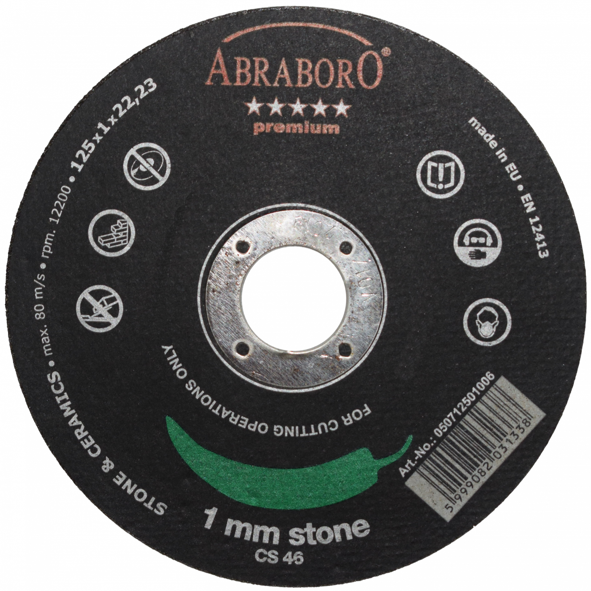 Abraboro 125 x 1.0 x 22 mm CHILI Premium kővágó korong, 25 db/csomag termék fő termékképe