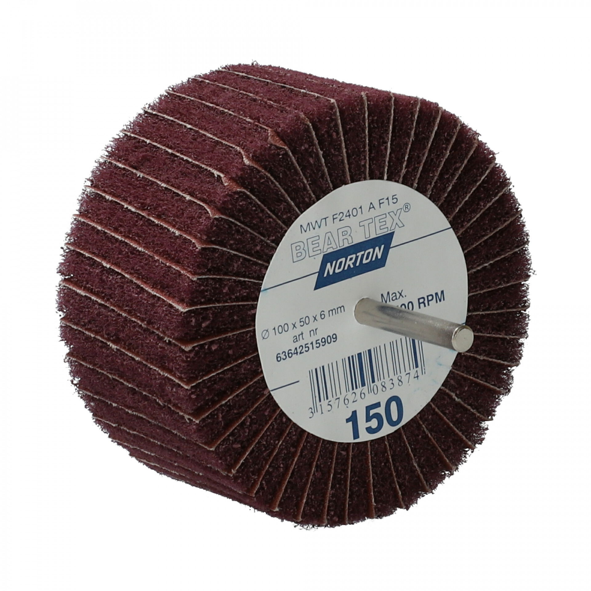 Norton Beartex csapos lamellás csiszolókorong Ø100x50x6mm Fine A/150, 10 db/csomag termék fő termékképe