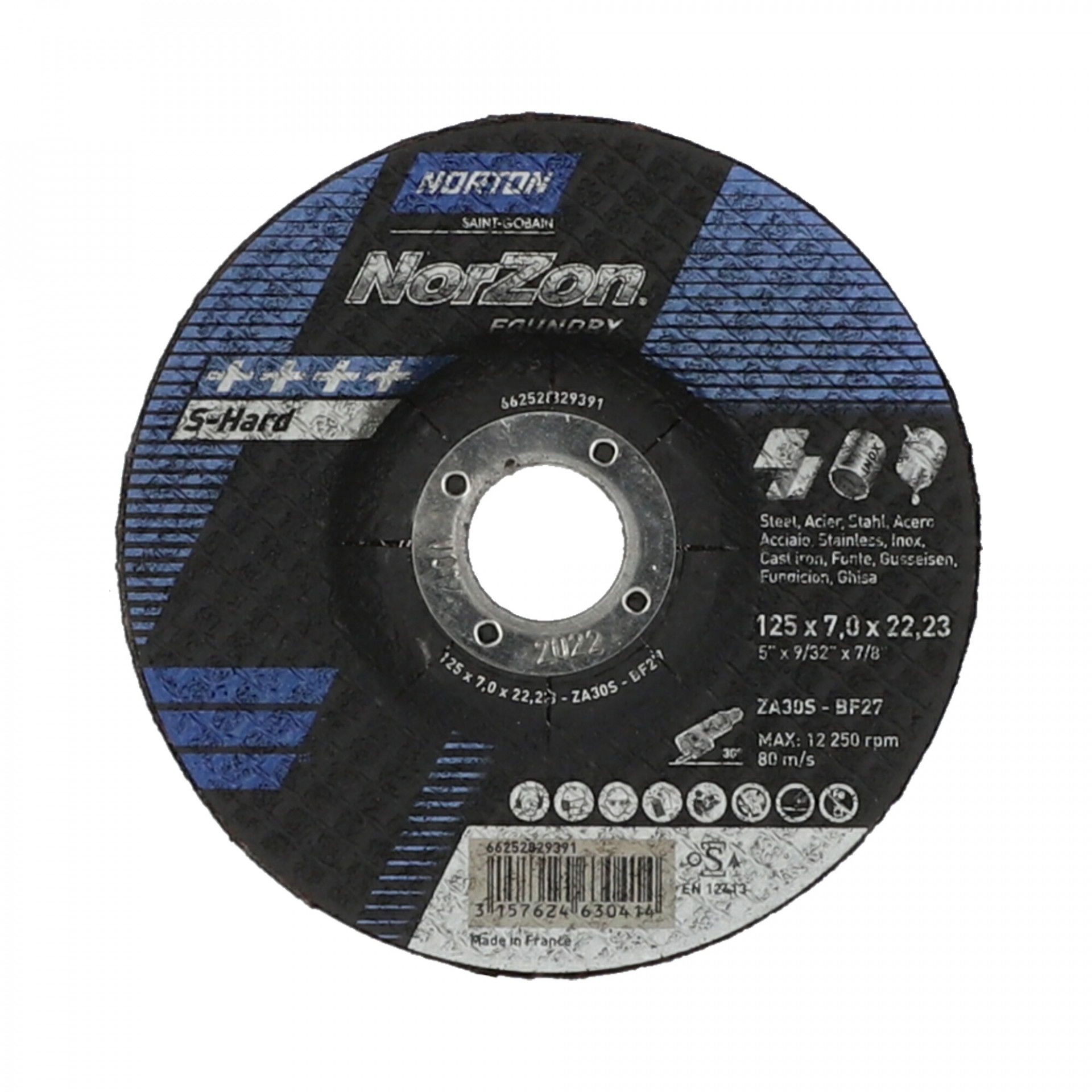 Norton Norzon III Foundry tisztítókorong 125x7,0x22,23mm ZA30S, 25 db/csomag termék fő termékképe