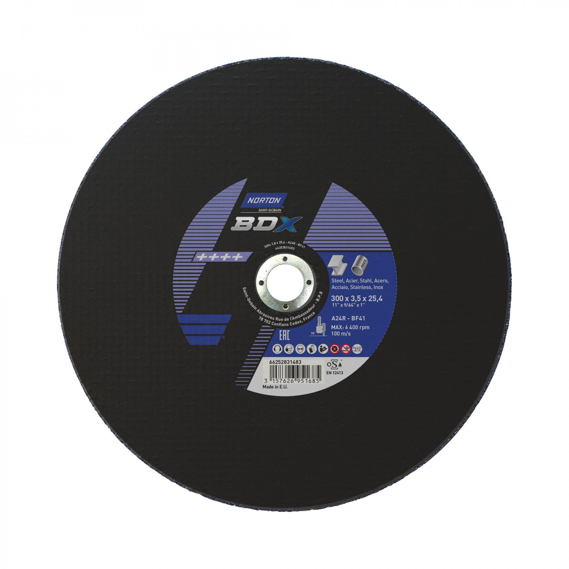 Norton BDX fém-inox vágókorong 300x3,5x25,4 A24R, 10 db/csomag termék fő termékképe