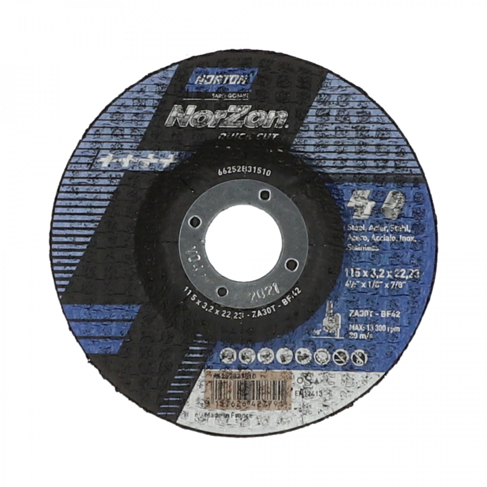Norton Norzon Quick Cut vágókorong 115x3,2x22,23 mm ZA30T, 25 db/csomag termék fő termékképe