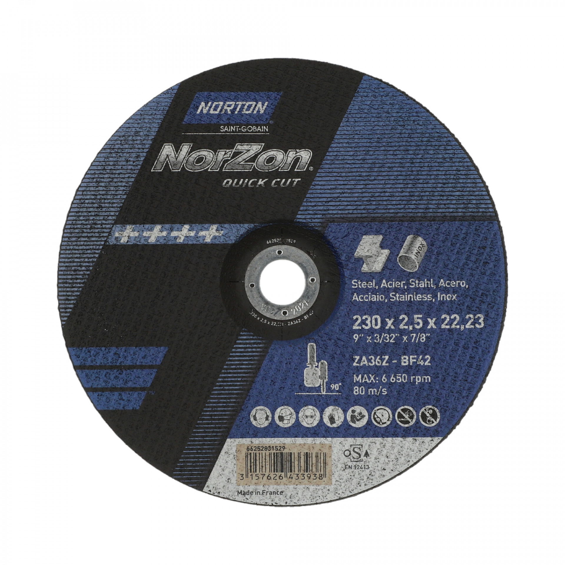 Norton Norzon Quick Cut vágókorong 230x2,5x22,23 mm ZA36Z, 25 db/csomag termék fő termékképe