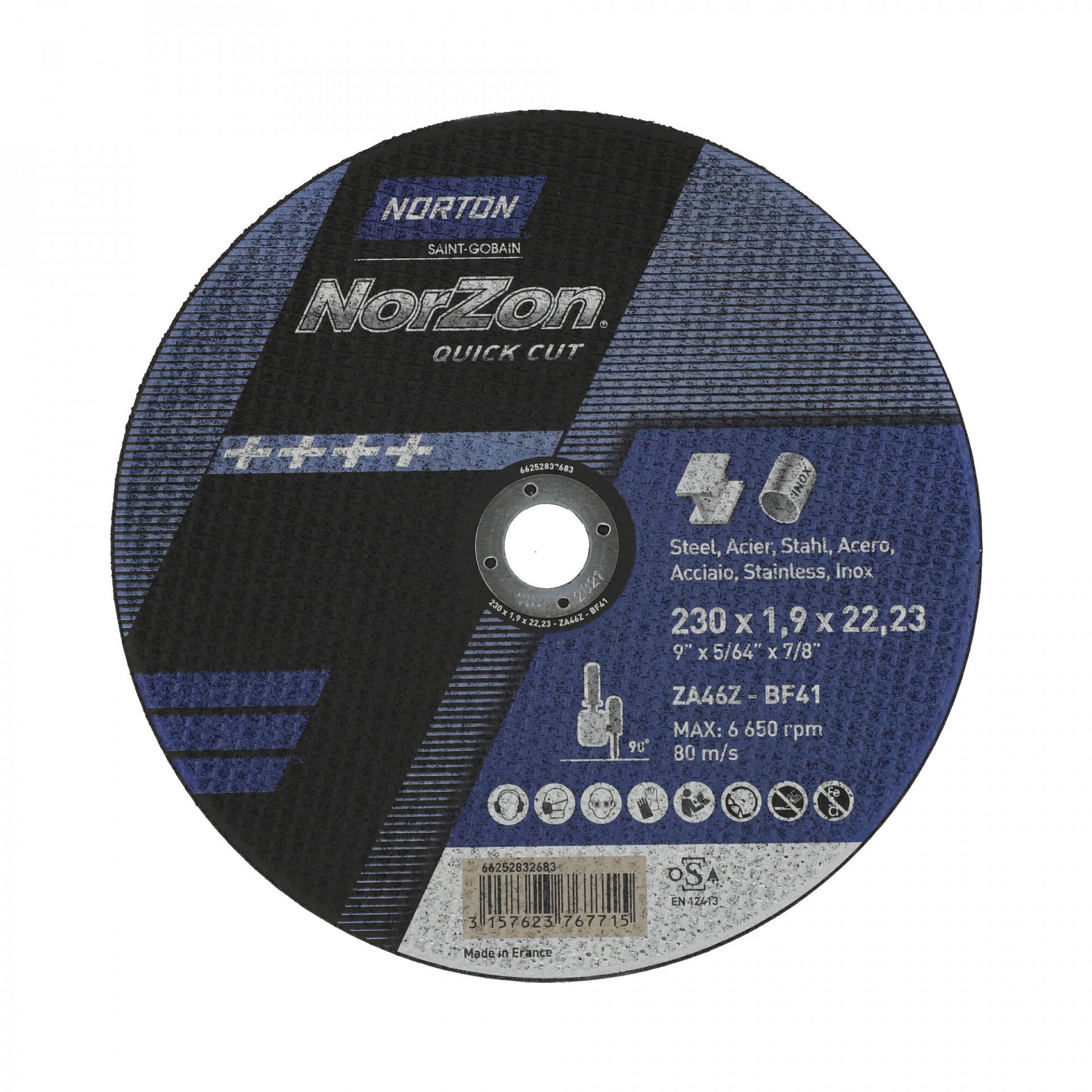 Norton Norzon Quick Cut vágókorong 230x1,9x22,23 mm ZA46Z, 25 db/csomag termék fő termékképe