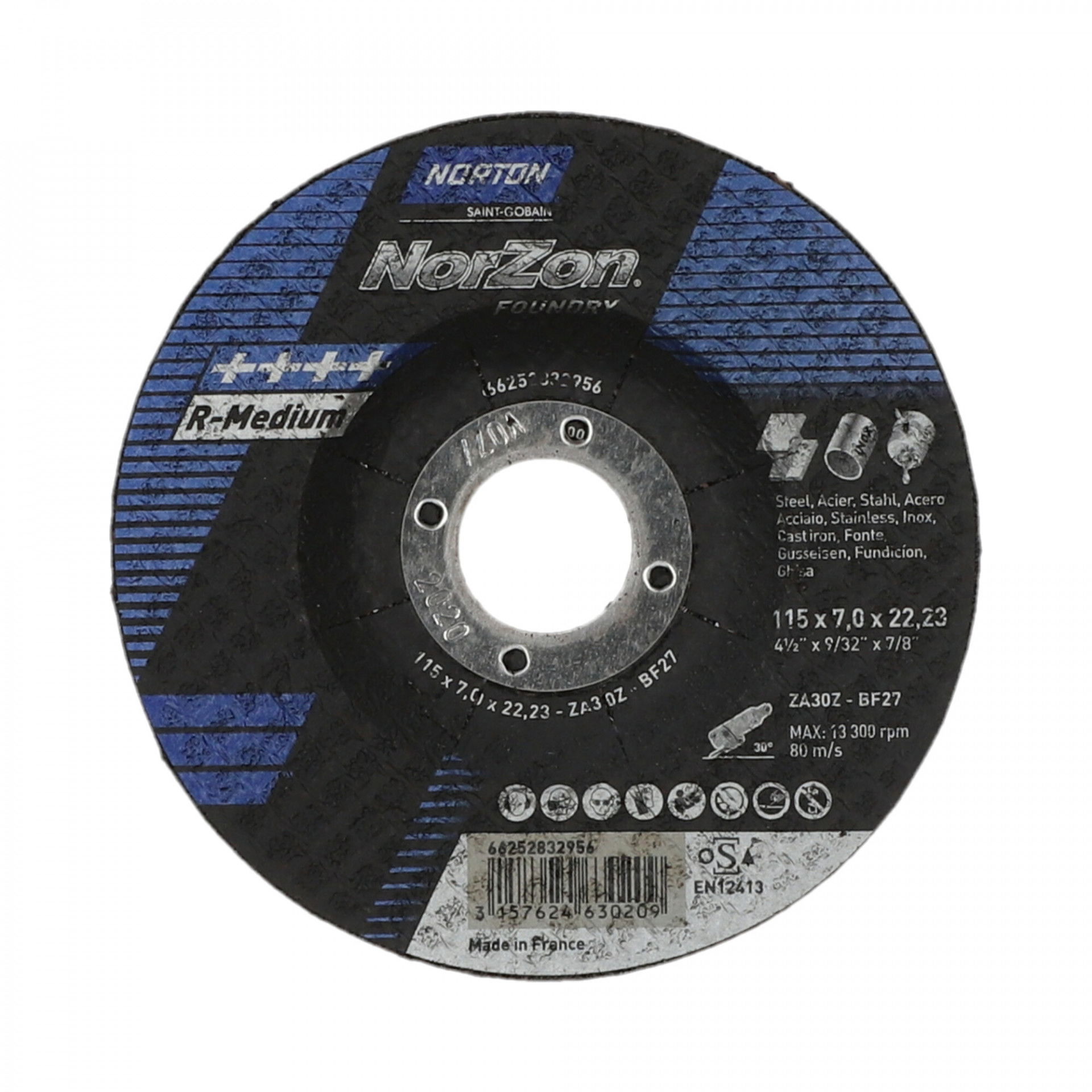 Norton Norzon III Foundry tisztítókorong 115x7,0x22,23mm ZA30Z, 25 db/csomag termék fő termékképe