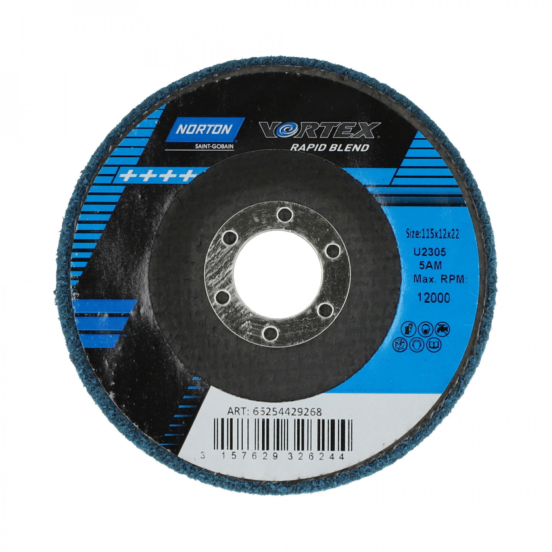 Norton Vortex Rapid Blend DPC tisztítókorong Ø115x12x22 mm 5AM, 10 db/csomag termék fő termékképe