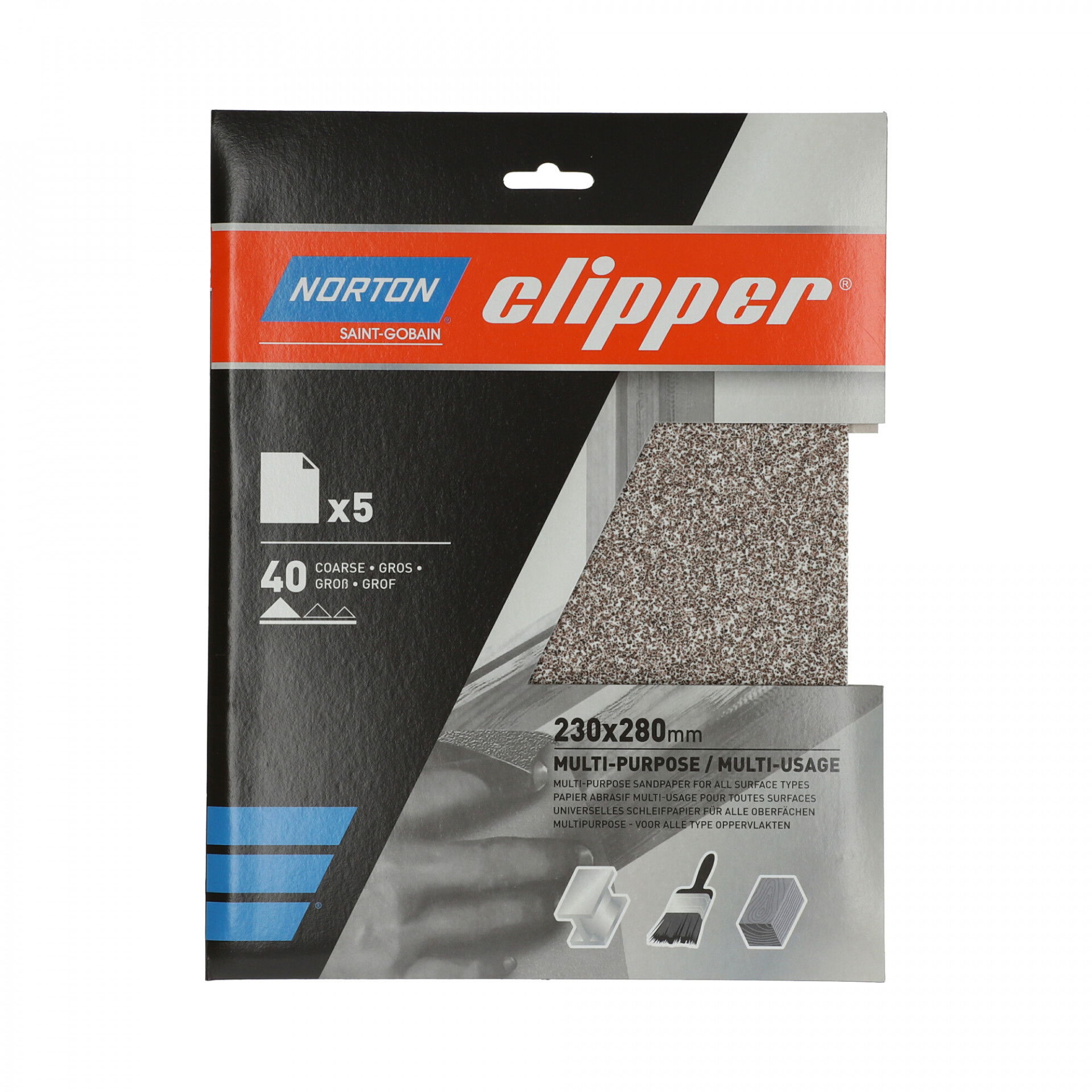 Norton Clipper A213 univerzális csiszolópapír 230x280mm P40, 5 db/csomag termék fő termékképe