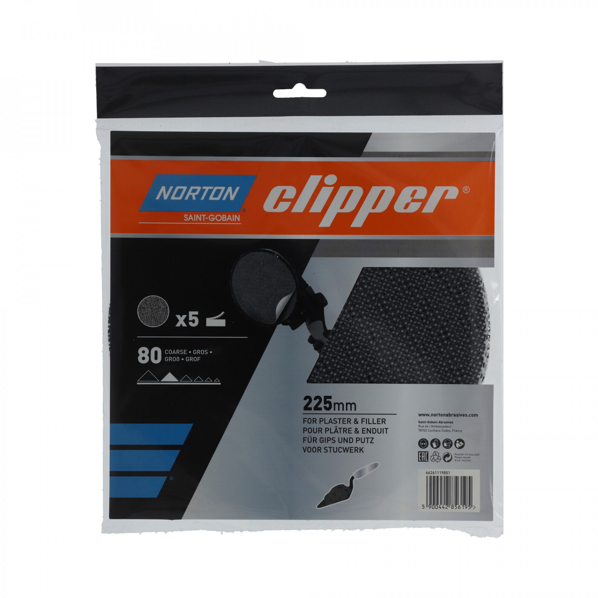 Norton Clipper Q43 falcsiszoló háló Ø225mm P80, 5 db/csomag termék fő termékképe