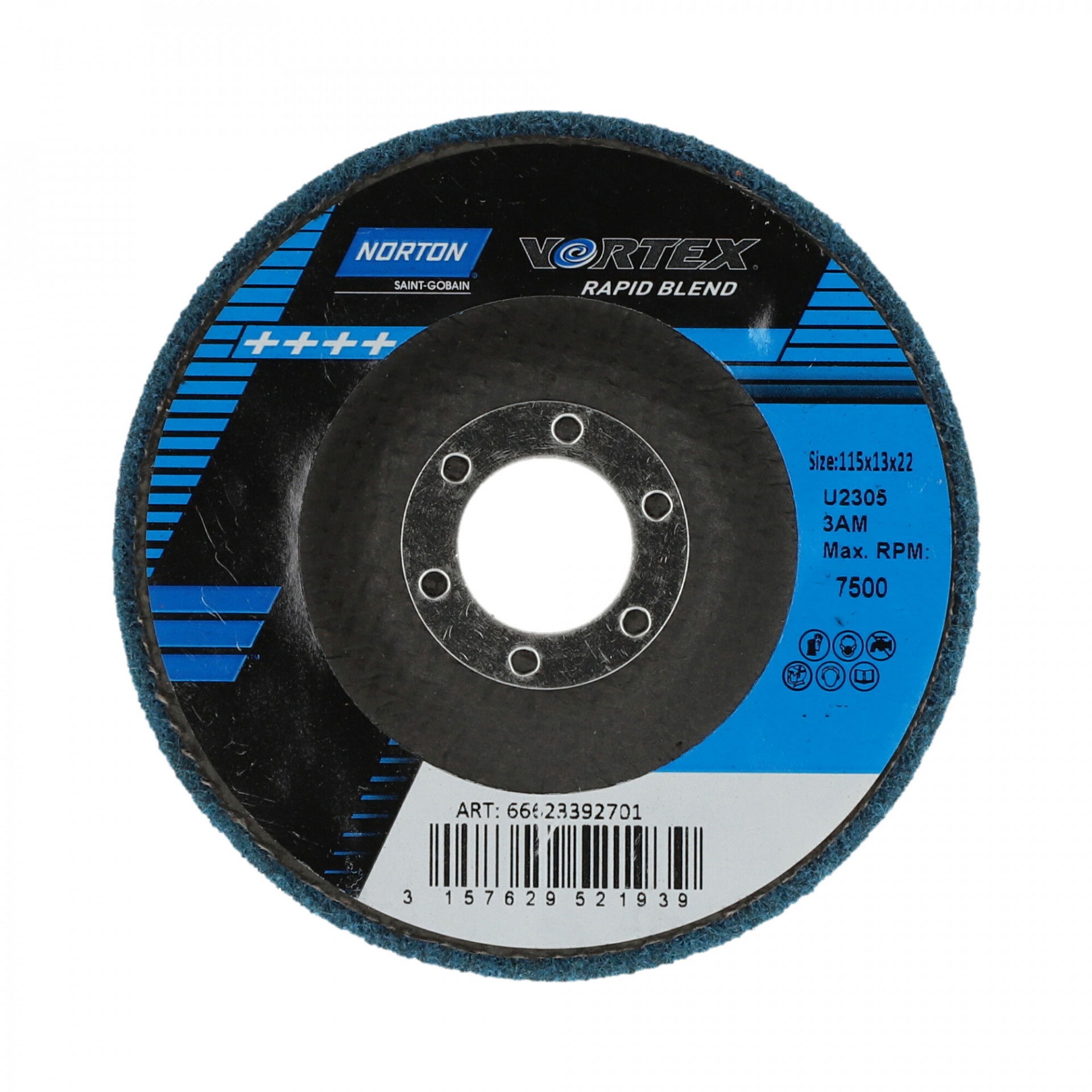 Norton Vortex Rapid Blend DPC tisztítókorong Ø115x12x22 mm 3AM, 10 db/csomag termék fő termékképe