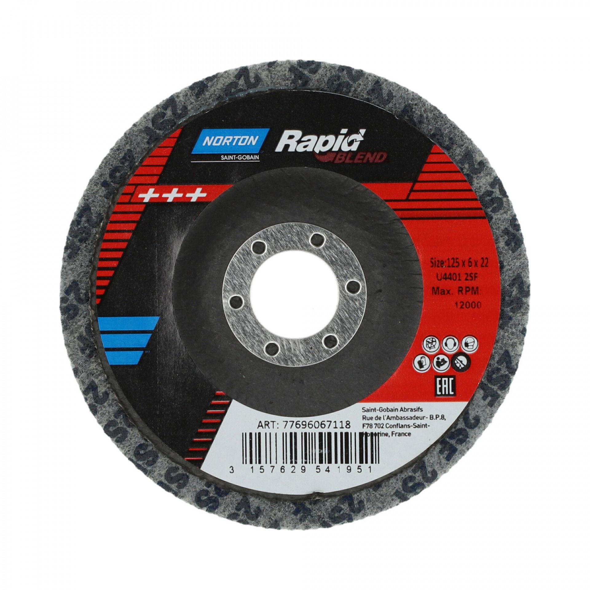Norton Rapid Blend NEX DPC tisztítókorong Ø125x6x22 mm NEX2SF, 10 db/csomag termék fő termékképe
