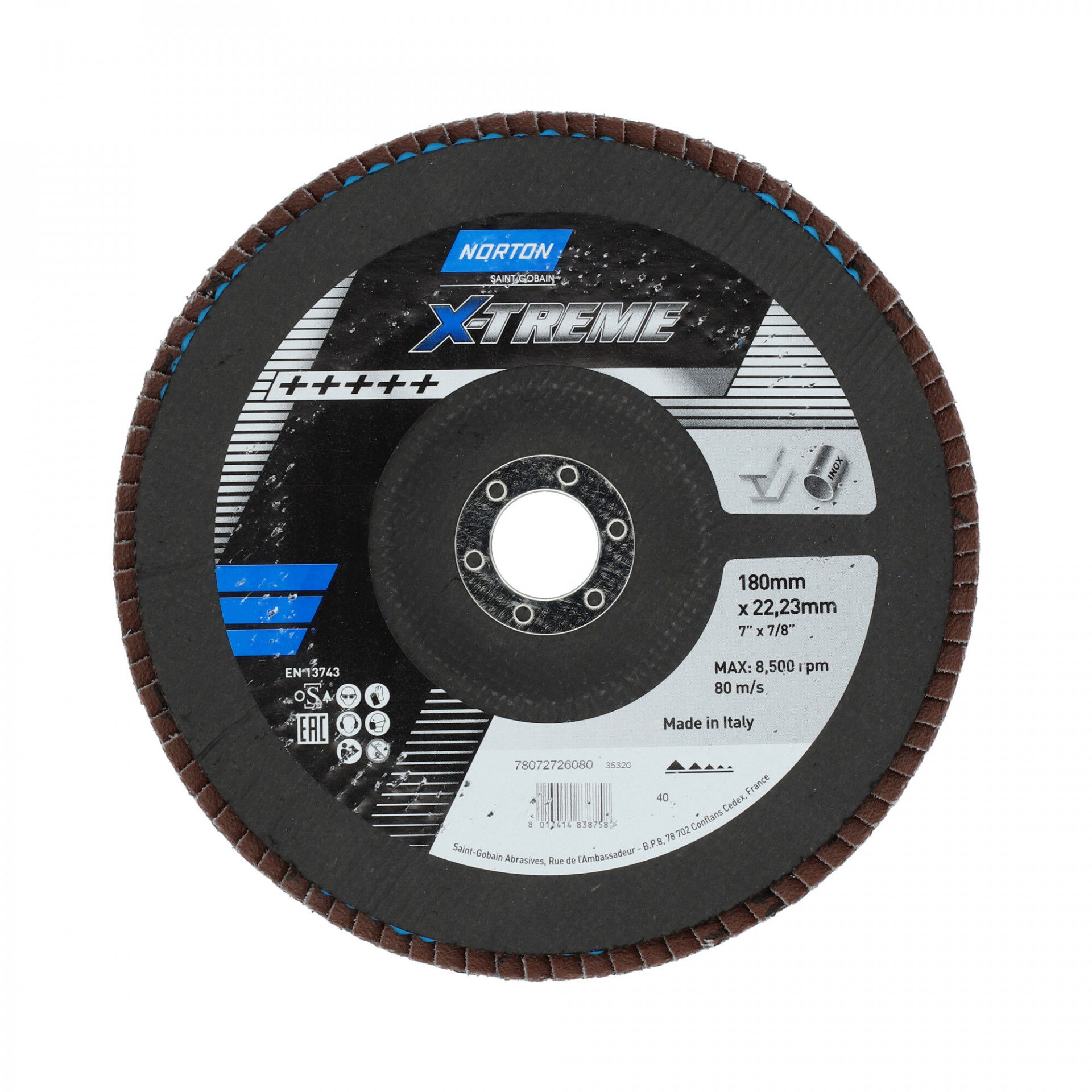 Norton X Treme R860 lamellás csiszolókorong Ø180x22 mm P40, 10 db/csomag termék fő termékképe