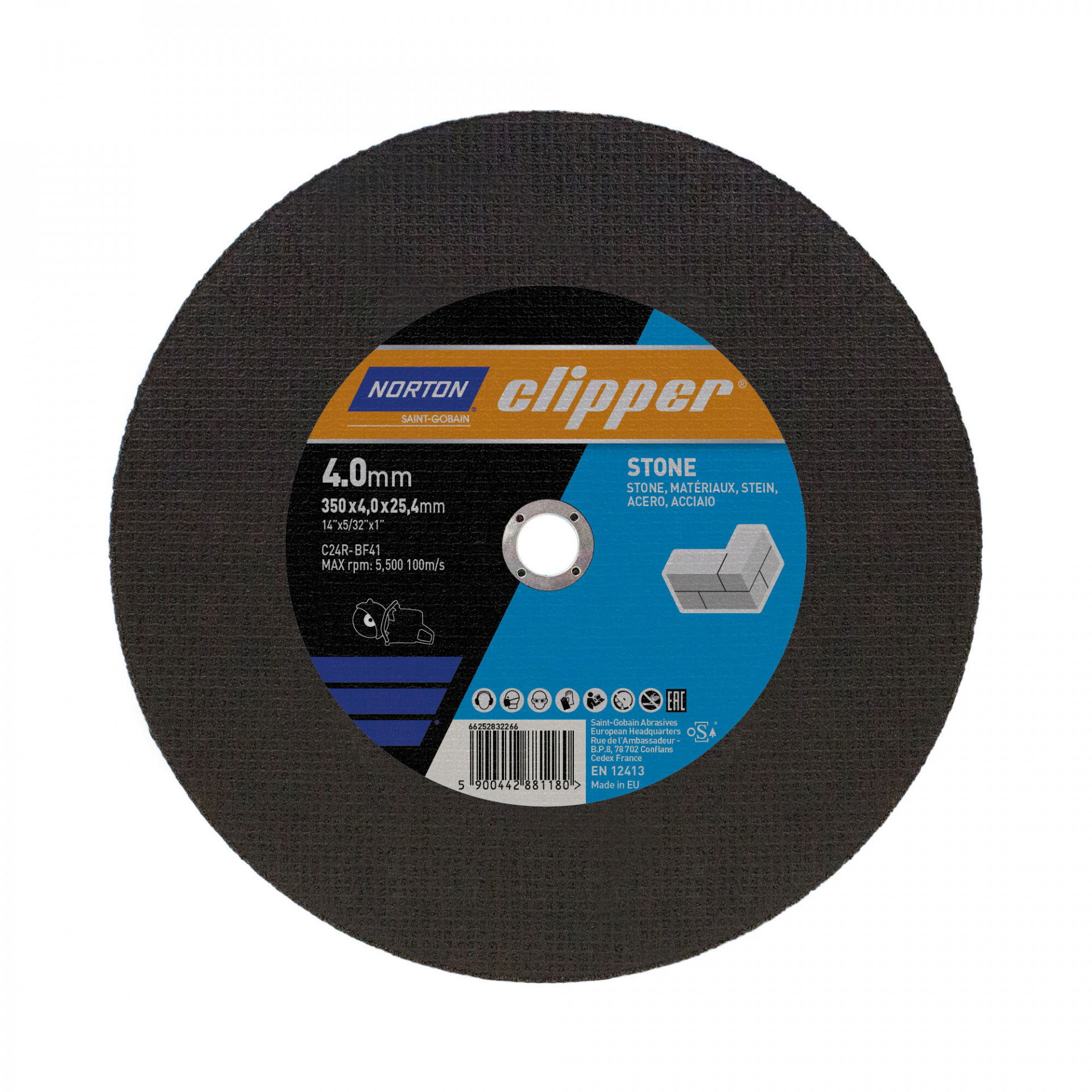 Norton Clipper kő vágókorong 350x4,0x25,4mm C24R, 10 db/csomag termék fő termékképe