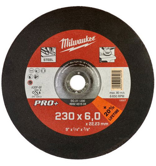 Milwaukee SG 27 / 230 PRO+ csiszolókorong fémhez, hajlított, 230x6.0 mm termék fő termékképe
