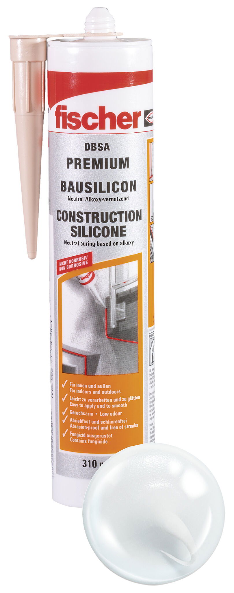 Fischer DBSA TP építőszilikon (DE/EN), áttetsző, 310 ml termék fő termékképe