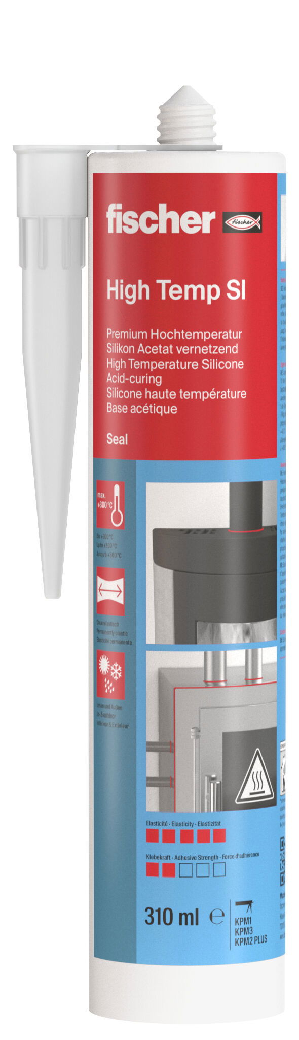 Fischer DHS SI nagyhőmérsékletű szilikon (DE/EN/FR), vöröses barna, 310 ml termék fő termékképe